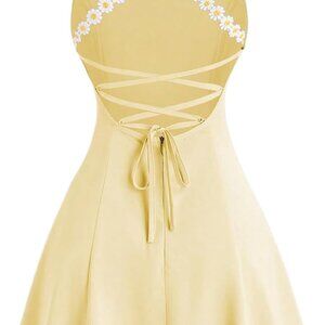 Women's Sleeveless Mini Cami Dress Flared A-Line Backless Party Summer